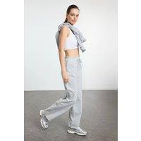 WOVCOR Women's High Waist Relaxed Knit Joggers with Side Pockets in Grey | Size: Medium