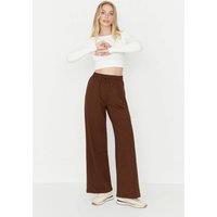 WOVCOR Women's High Waist Relaxed Knit Joggers with Side Pockets in Brown | Size: Small