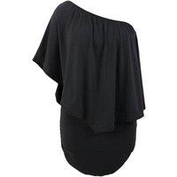 Everyday The Label Women's Plus Size Multiple Dressing Layered Black Mini Poncho Dress | Size: 48
