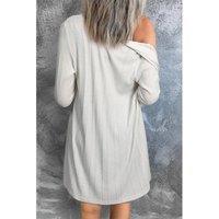 Everyday The Label Women's White Solid Color Ribbed Button up Tunic Cardigan | Size: Small