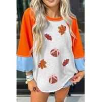 Everyday The Label Women's Light Grey Sequin Fall Elements Patched Color Block Patchwork Long | Size: XL