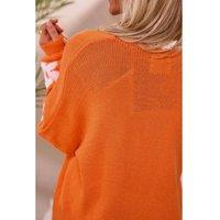 Everyday The Label Women's Orange Floral Print Knitted Open Front Loose Cardigan | Size: Small