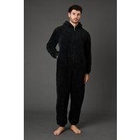 Maine Men's Black Sherpa Hooded Onesie | Size: Large