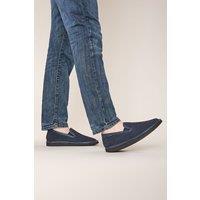 Moshulu 'Arlon 3' Men's Classic Suede Slippers in Navy | Size: 11.5