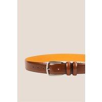 Oswin Hyde Men's Gavin Smooth Leather Belt with Pin Buckle in Tan | Size: Large