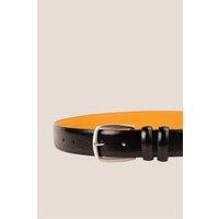 Oswin Hyde Men's Gavin Smooth Leather Belt with Pin Buckle in Black | Size: Large