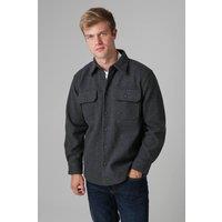 Tokyo Laundry Men's Brushed Back Fleece Long Sleeve Shirt in Charcoal | Size: Large