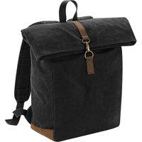 Quadra Men's Heritage Waxed Canvas Leather Accent Backpack in Black