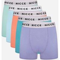 Nicce Men's 5-Pack Cotton Rich Boxer Briefs with Logo Waistband in Pastel Colours | Size: Small