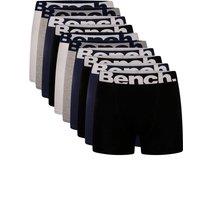 Bench Men's 10 Pack 'Yalden' Cotton Rich Boxers in Black | Size: XL