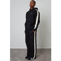 Threadbare Men's Wide Leg Side Stripe Joggers in Black | Size: XL
