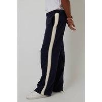 Threadbare Men's Wide Leg Side Stripe Joggers in Navy | Size: Large