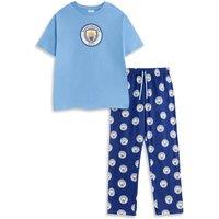 Manchester City Men's Short Sleeve Long Leg Pyjama Set | Blue | Size: XL