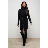 Oasis Women's Button Down High Neck Mini Dress in Black | Size: Small