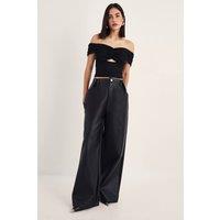 NastyGal Women's Slouch Faux Leather Pants in Black | Size: 4