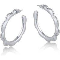 BIG METAL LONDON Women's CAMILLE SQUIGGLE LARGE HOOP EARRINGS in Silver | Size: 4 cm