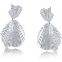 BIG METAL LONDON Women's FREYA FAN DROP EARRINGS in Silver | Size: 5 cm
