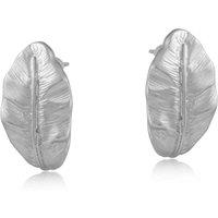 BIG METAL LONDON Women's FREYA LEAF EARRINGS in Silver | Size: 2 cm