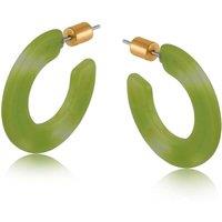 BIG METAL LONDON Women's OLEANDRE FLAT OVAL RESIN HOOP EARRINGS in Green | Size: 3 cm
