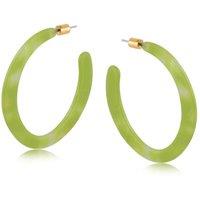 BIG METAL LONDON Women's OLEANDRE RESIN STATEMENT CUT OUT HOOP EARRINGS in Green | Size: 5 cm