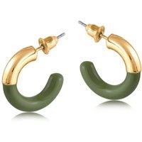 BIG METAL LONDON Women's SERINA TWO TONE ENAMELLED EARRINGS in Green | Size: 2 cm