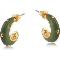 BIG METAL LONDON Women's BELLA STAR EMBOSSED TWO TONE EARRINGS in Green | Size: 2 cm