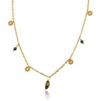 BIG METAL LONDON Women's CARINA STAINLESS STEEL NECKLACE in Green | Size: 40 cm