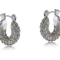 BIG METAL LONDON Women's DORIS STONE ENCRUSTED STAINLESS STEEL EARRINGS in Silver | Size: 2 cm