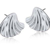 BIG METAL LONDON Women's MIRA WAVE STAINLESS STEEL EARRINGS in Silver | Size: 2 cm