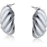 BIG METAL LONDON Women's ARABELLA WAVY STAINLESS STEEL EARRINGS in Silver | Size: 3 cm