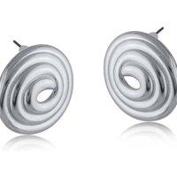 BIG METAL LONDON Women's CAMELIA SWIRL STAINLESS STEEL EARRINGS in Silver | Size: 3 cm