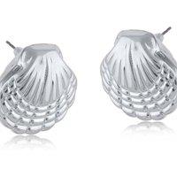 BIG METAL LONDON Women's RADINA SHELL STAINLESS STEEL EARRINGS in Silver | Size: 2 cm