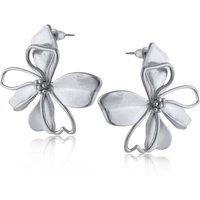 BIG METAL LONDON Women's SEVERINE FLORAL STAINLESS STEEL EARRINGS in Silver | Size: 4 cm