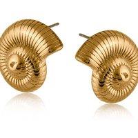 BIG METAL LONDON Women's ODETTE SEA SHELL STAINLESS STEEL EARRINGS in Gold | Size: 2 cm