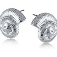 BIG METAL LONDON Women's ODETTE SEA SHELL STAINLESS STEEL EARRINGS in Silver | Size: 2 cm