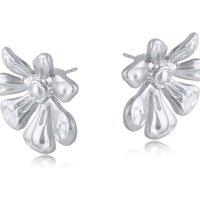 BIG METAL LONDON Women's SAPHIA FLORAL MATTE STUD EARRINGS in Silver | Size: 2 cm