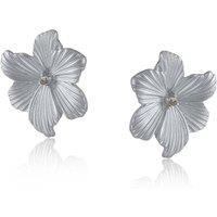 BIG METAL LONDON Women's CARLOTTA FLORAL MATTE EARRINGS in Silver | Size: 3 cm