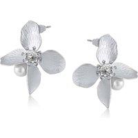 BIG METAL LONDON Women's CORDELIA MATTE FLORAL EARRINGS in Silver | Size: 3 cm
