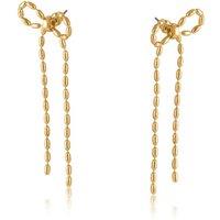 BIG METAL LONDON Women's LINA LONG BOW EARRINGS in Gold | Size: 6 cm