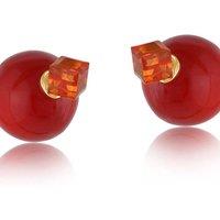 BIG METAL LONDON Women's INGRID BALLOON EARRINGS in Red | Size: 2 cm