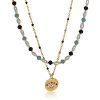 BIG METAL LONDON Women's CASIS BEADED SET OF NECKLACES in Blue | Size: 40 cm