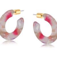 BIG METAL LONDON Women's SYLVIA RESIN HOOP EARRINGS in Pink | Size: 2 cm