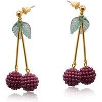 BIG METAL LONDON Women's LILLY BEADED CHERRY EARRINGS in Purple | Size: 5 cm
