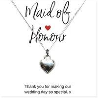 Aye Do Gifts Women's Maid of Honour Heart Necklace & Thank You Gift Card in Silver | Size: 18 inches