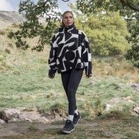 OHS Women's Geo Print Half Zip Sweatshirt Teddy Fleece Pullover Jumper Jacket in Black | Size: S/M