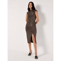 Apricot Women's Sparkle Ruched Bodycon Midi Dress in Yellow | Size: 18