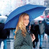 Coopers of Stortford Women's Windproof Folding Umbrella with Vented Canopy & Grip Handle in Blue
