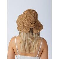 SVNX Women's Bowknot Straw Sun Hat in Beige