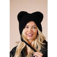SVNX Women's Beanie With Animal Ears in Black