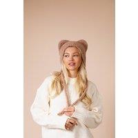SVNX Women's Beanie With Animal Ears in Beige
